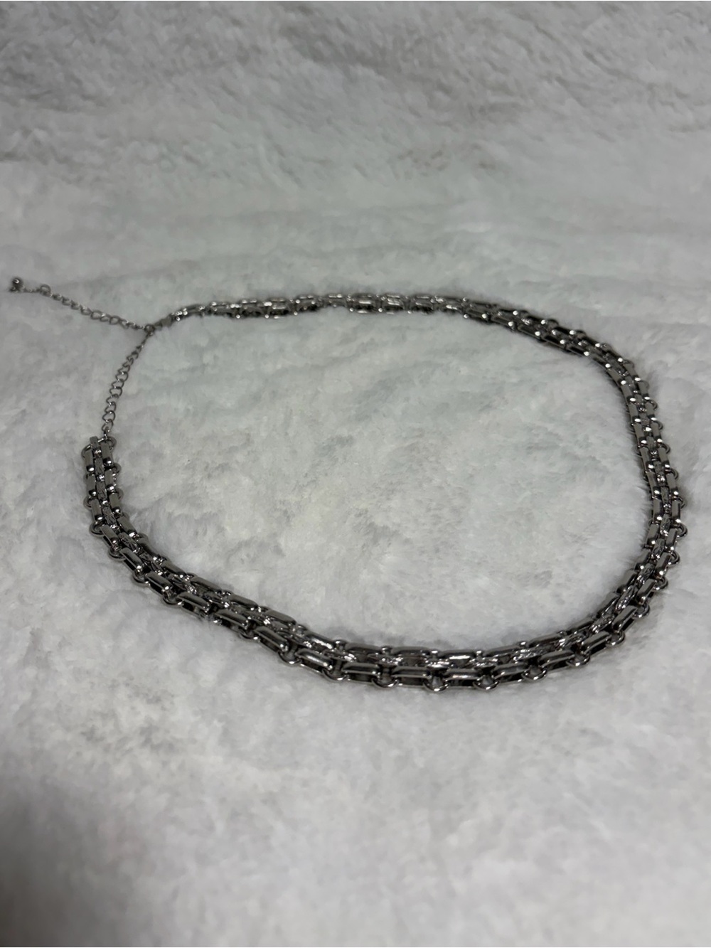 Source Unknown Silver Multi-Strand Link Choker Necklace